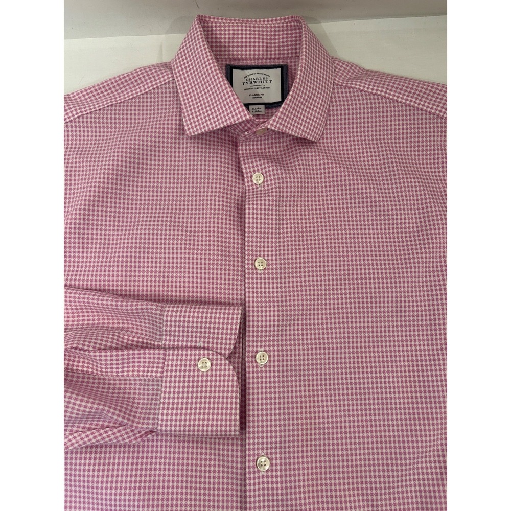 Charles Tyrwhitt Dress Shirt Mens‎ 16/34 Pink White Check Classic Fit